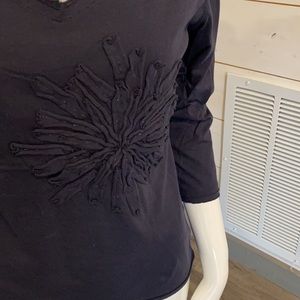 Navy blue fitted v-neck top -super cute!